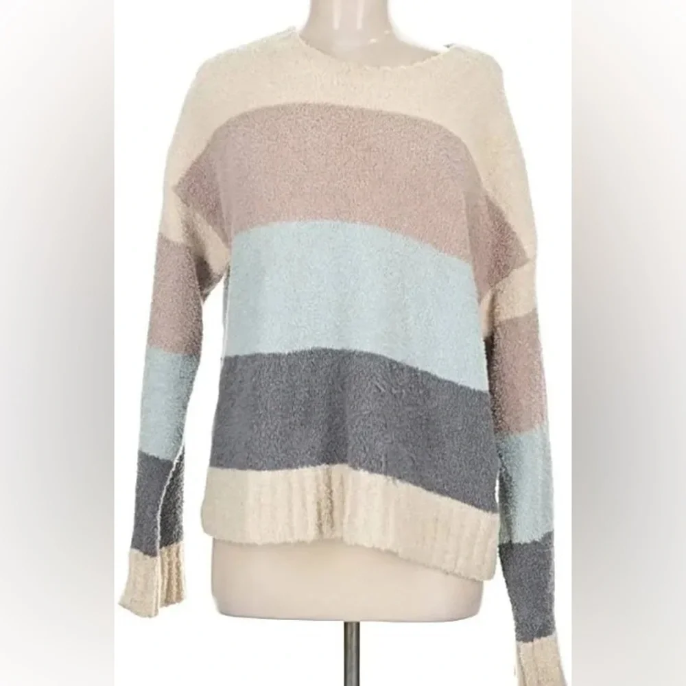 Altar'd State Cream and Blue Striped Sweater